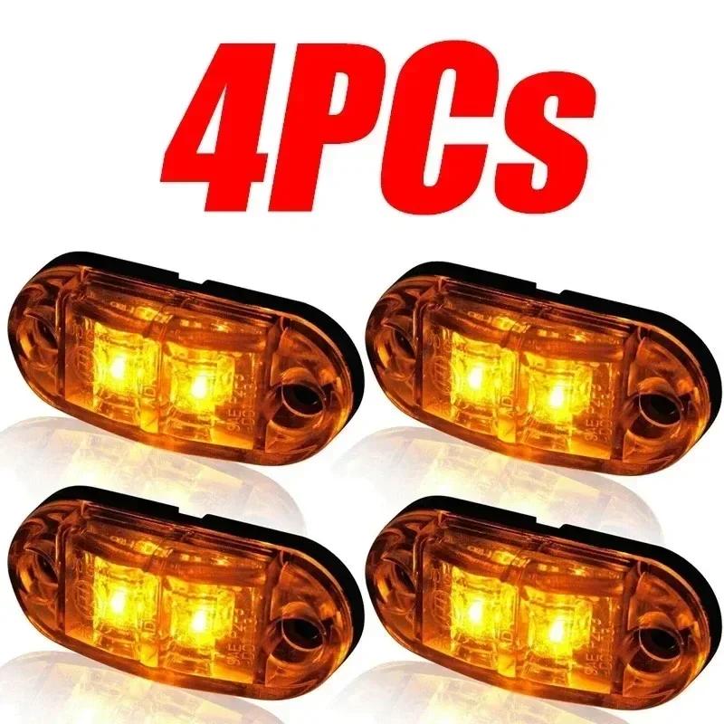 2/4Pcs 12V 24V LED Side Marker Lights Oval Front Rear Clearance Indicator Lamp TruckAccessorie for Truck Van Trailer BUS Caravan