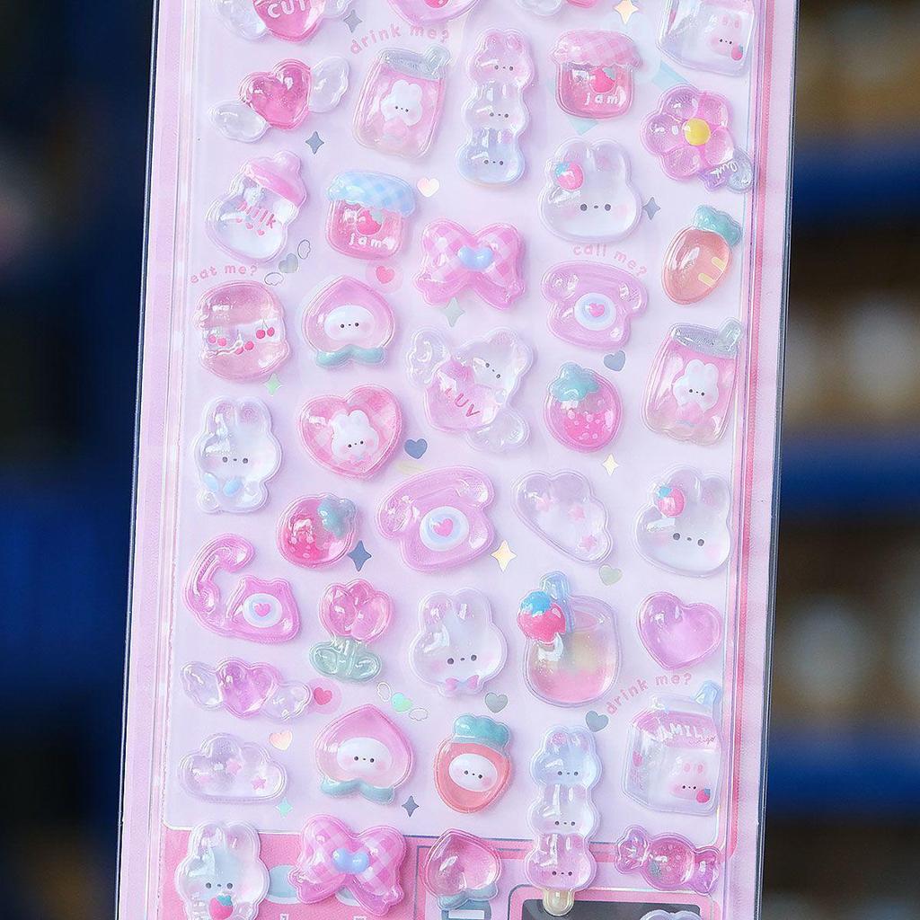 3D Cartoon Animal Embossed Stickers: Cute Girl's Aesthetic Rewards
