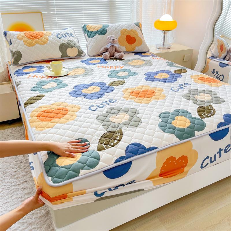Maternal and Baby Grade Cotton Padded Bed Sheet, Skin Friendly Matte Print, Thickened Simmons Mattress, All Inclusive Protective Cover