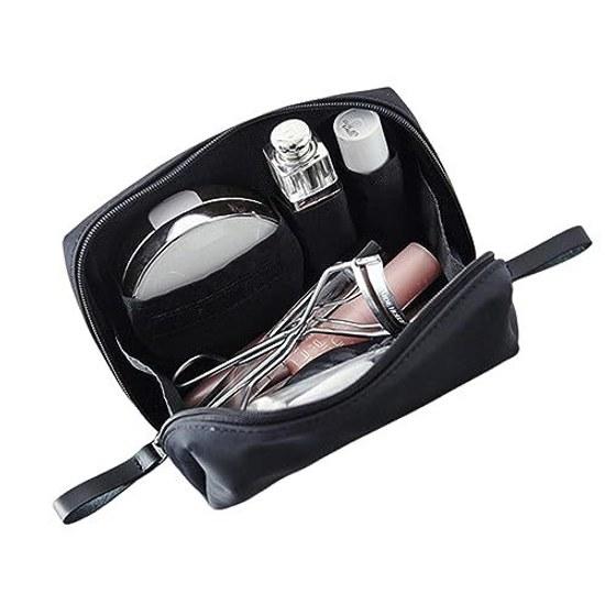 LOYELEY cosmetic pouch women makeup storage bag stylish lightweight compact cosmetics toiletries tools small items business trips travel (black)