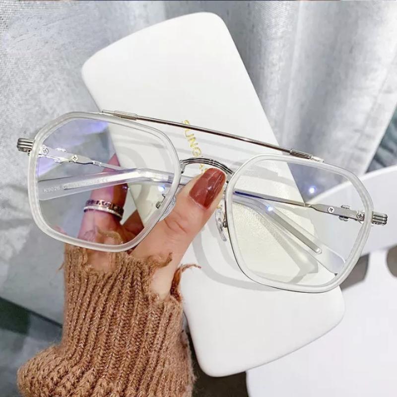 Myopia Glasses Men Polygon Anti Blue Light Computer Eyeglasses Women Fashion Double Bridge Eyewear -1.0 -1.5 -2.0 -2.5 To -6.0