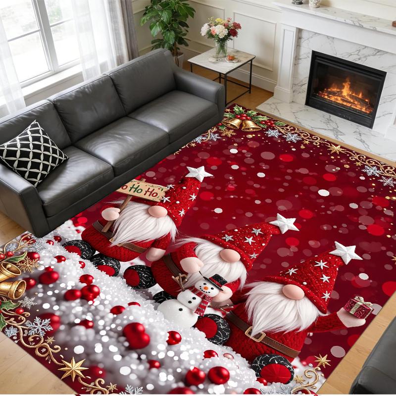 Christmas Printed Square Area Rug Soft Non Slip Floor Carpet For Bedroom Holiday Gift