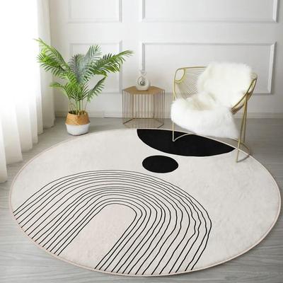 Minimalistischer runder Teppich Abstrakte Kunst Kreis-Teppich Kreis und geschwungene Linien Runder Teppich Moderner Wohnzimmer-Teppich