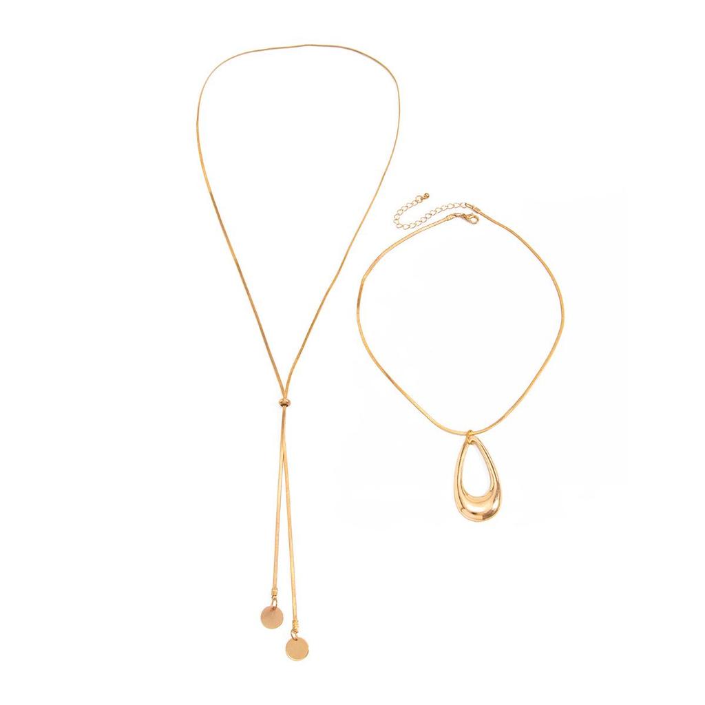 Elegant Water Drop Pendant Necklace with Adjustable Snake Chain