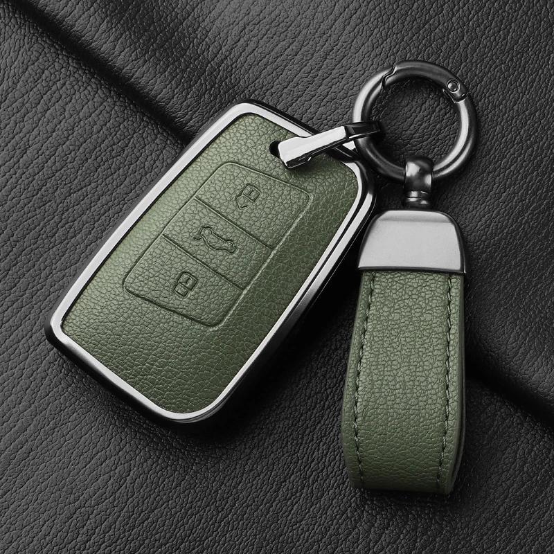 Metal And Leather Car Key Case Cover For Vw Volkswagen Passat B8 Cc Arteon Magotan Gte Skoda Fabia Superb A7 Kodiaq