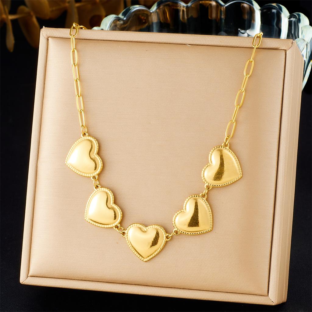 DIEYURO 316 Stainless Steel Golden Minimalist Heart Necklace For Women Fashion Trend Girl Jewelry Valentine's Day Gift Joyas