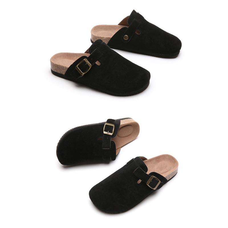 Pantoufles Baotou pour Couples Féminins Pantoufles en Liège Grandes Chaussures Romaines Demi-Pantoufles Décontractées