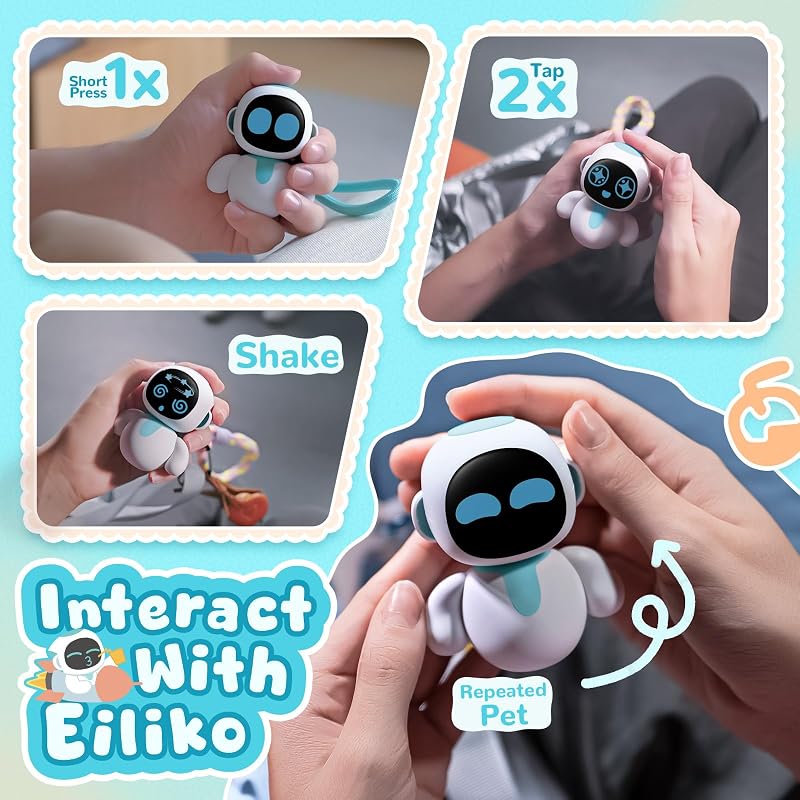 ENERGIZE LAB Eiliko Aquamarine - A Small AI Charm Robot That Matches Your Everyday Outfits, a Fun Electronic Pendant Toy, Perfect for Couples and Best