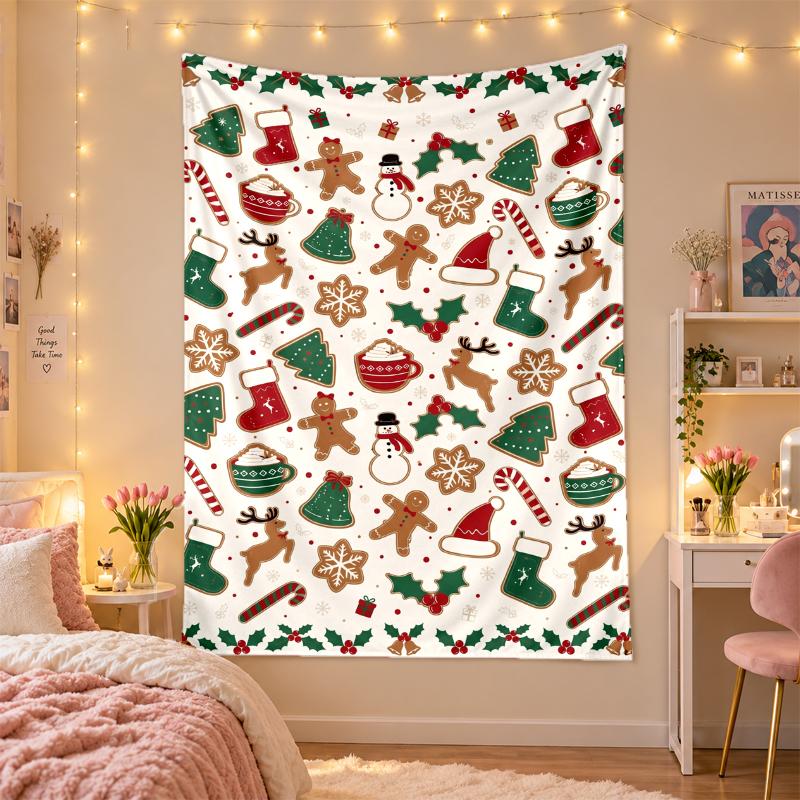 Christmas Printed Tapestry Wall Hanging For Bedroom Living Room Wall Decor Holiday Gift