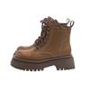 Platform Martin boots women's 2025 autumn new leather retro British style single boots small Maillard short boots