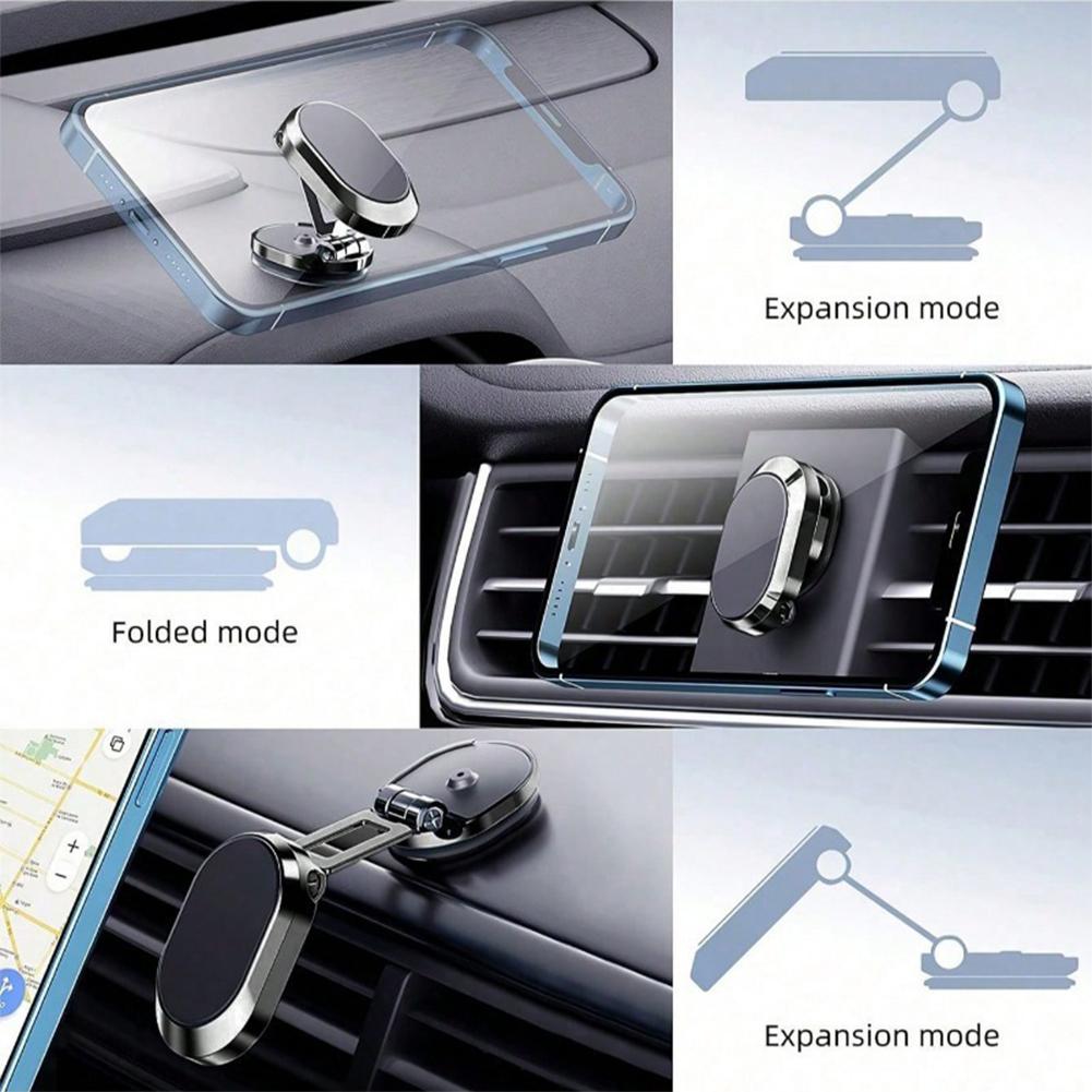 Universal Strong Magnetic Car Phone Holder Foldable 360° Rotatable Phone Navigation Bracket With Anti-Slip Pad Car Accessories