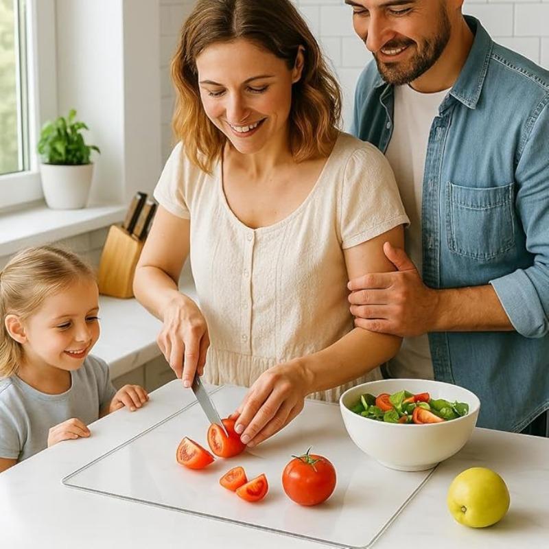WXCOO Acrylic Cutting Board Transparent Chopping Boards with Lip for Cut Bread Fruit Cutting Board Kitchen Protector Counter