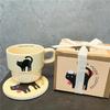 Cute Cartoon Cat Cup with Coaster, Cute Cat Cup Mat Ceramic Mug, Water Cup, Breakfast Milk Mug Creative Christmas Gift