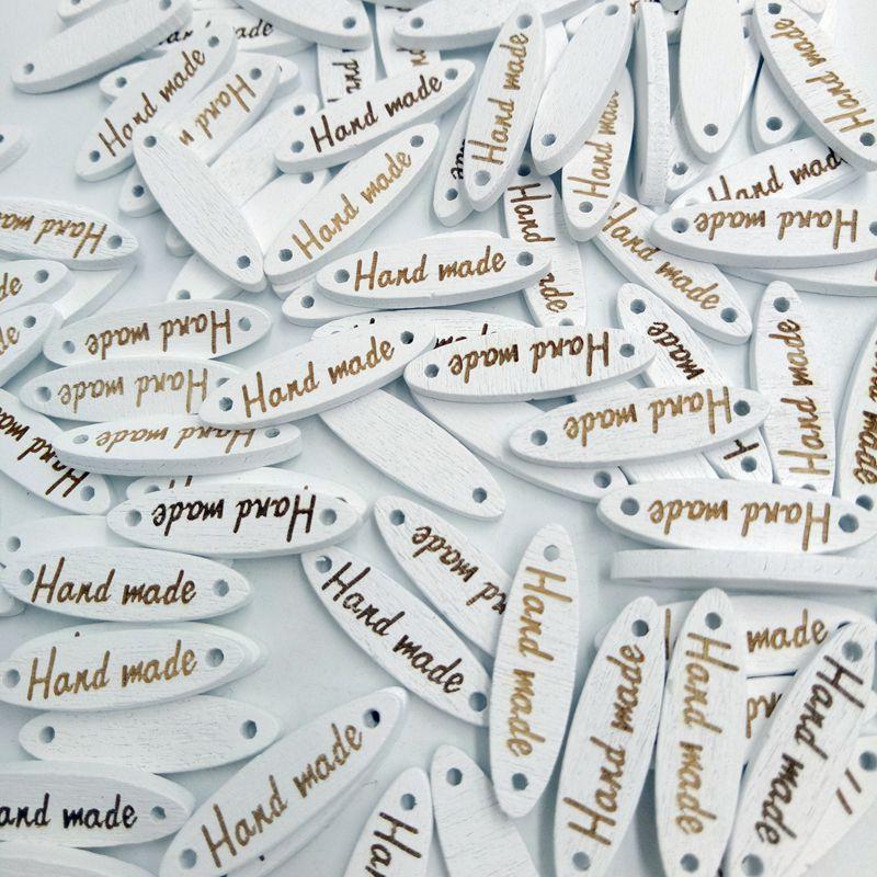 100 Pieces White Handmade Label Shaped Tags for
