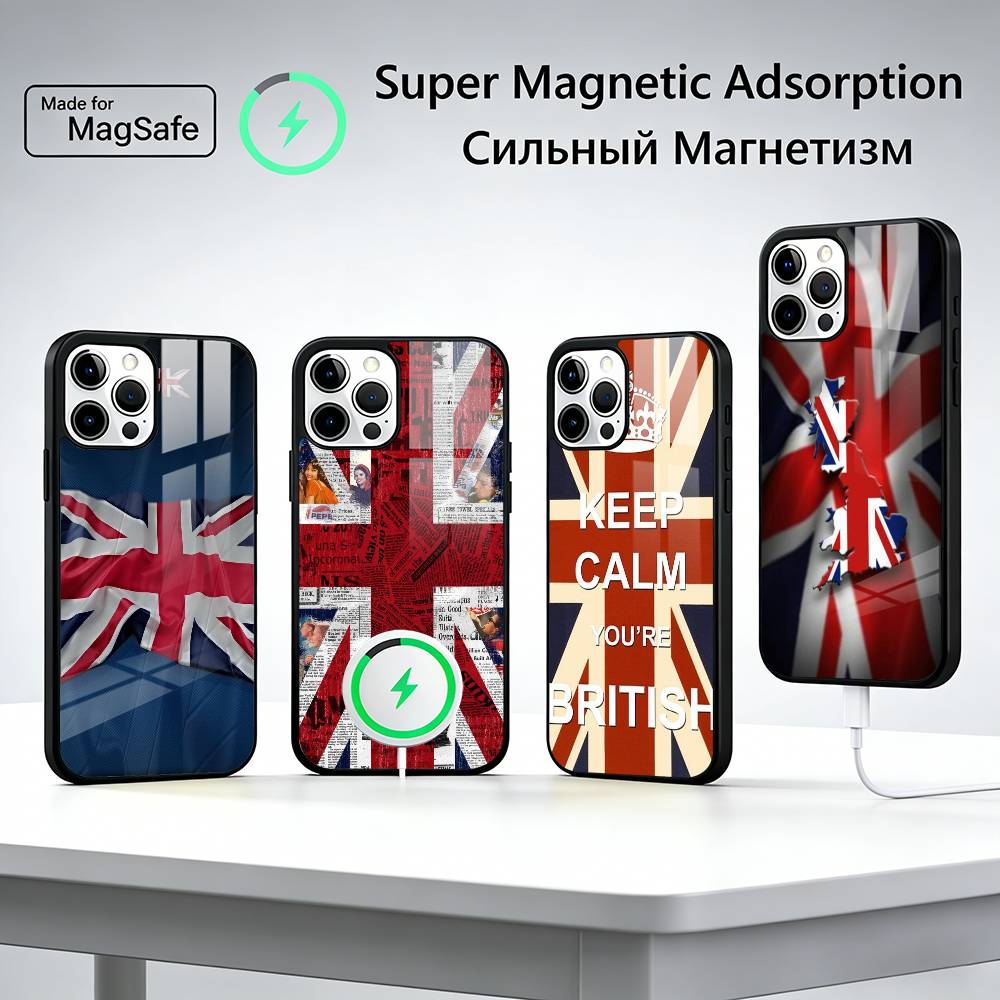 England F-Flag Fan Support For Football Phone Case For iPhone17,16,15,14,13,12,11 Plus,Pro Max, New Magnetic Wireless Charging
