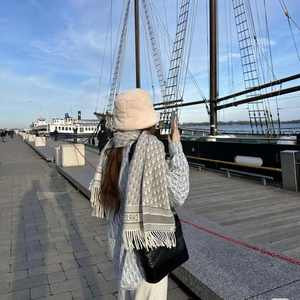 D-Bok Halsduk: Mångsidig Sjal i Imitationskashmir för Kvinnor & Par - Koreansk Stil Höst/Vinter Mode