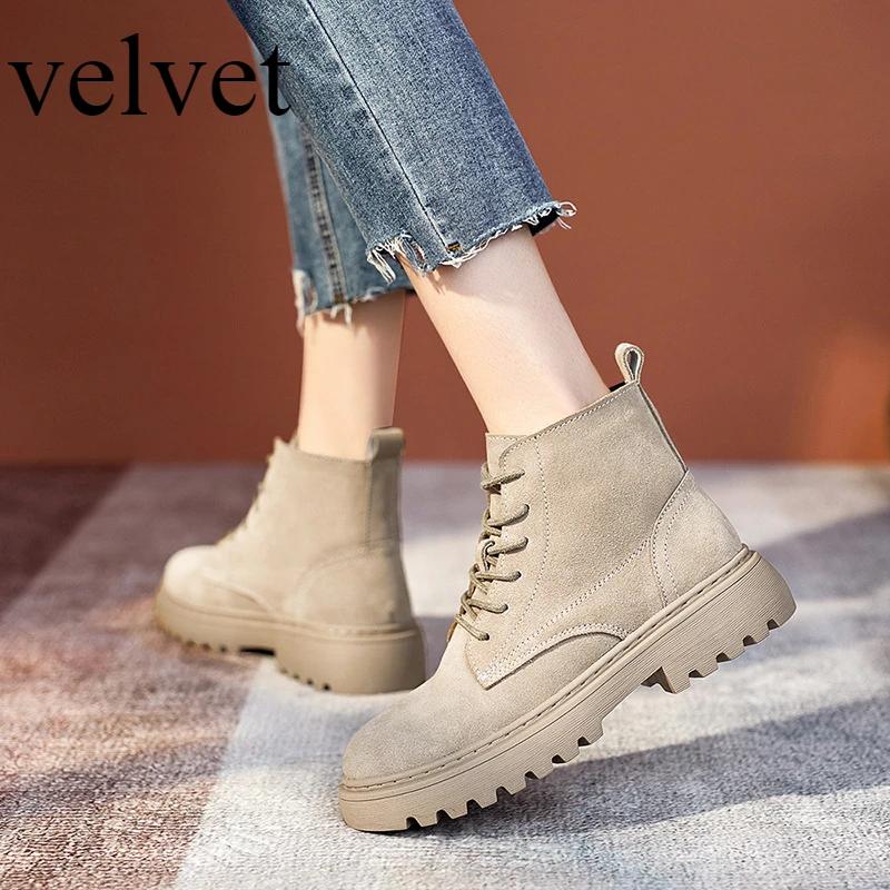 Short Boots for Women 2025 New Matte Leather Women's Shoes British Style Womens Boots Mid Heel Flats Short Boot Platform Shoes
