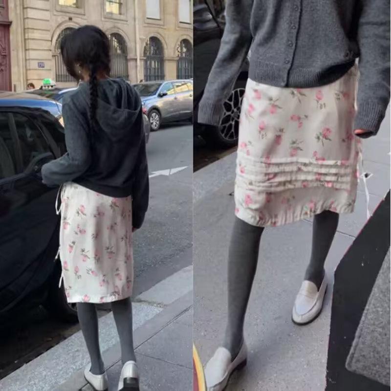 

Весна 2026 Кружевная плиссированная юбка в горошек на шнуровке с эластичной талией - Женский корейский стиль One Size