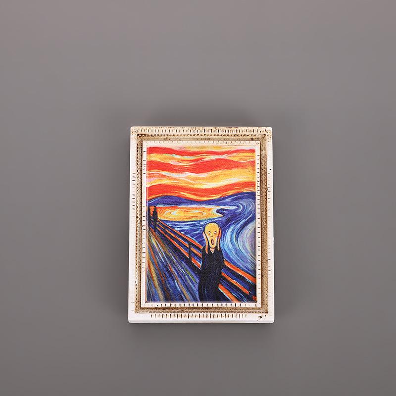 Magnet de frigider din rășină 3D: Pictură Faimoasă Autocolant Personaj Retro