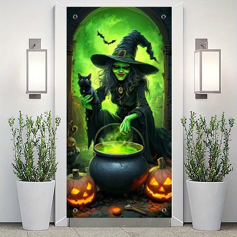 Halloween Party Banner Backdrop Horror Killer Creepy Scary Zombie Nun Terror Ghost Theme Decorations Decor for Front Door