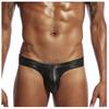 Pánské strečové punčochové kalhoty Hot Gold Leather Faux Leather Sexy slipy