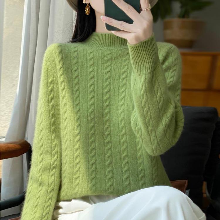 Winter Women Sweater 100% Wool Turtleneck Knit Pullover Thick Jumpers MODERN NEW SAGA Female Knit Tops