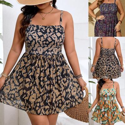 2026 Plus Size European & American Digital Print Skirted Bikini with Tummy Control & Slimming Split Design