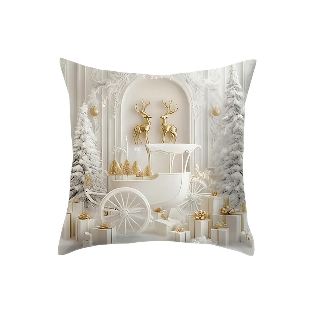 Christmas Gold Print Decorative Pillow 17.71 X 17.71 Inches Christmas Pillow Cover