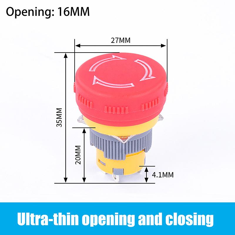 

Self-Locking Stop Charging Pile Power Outage ON OFF 16/22MM Plastic Emergency Stop Button Mushroom Emergency Switch