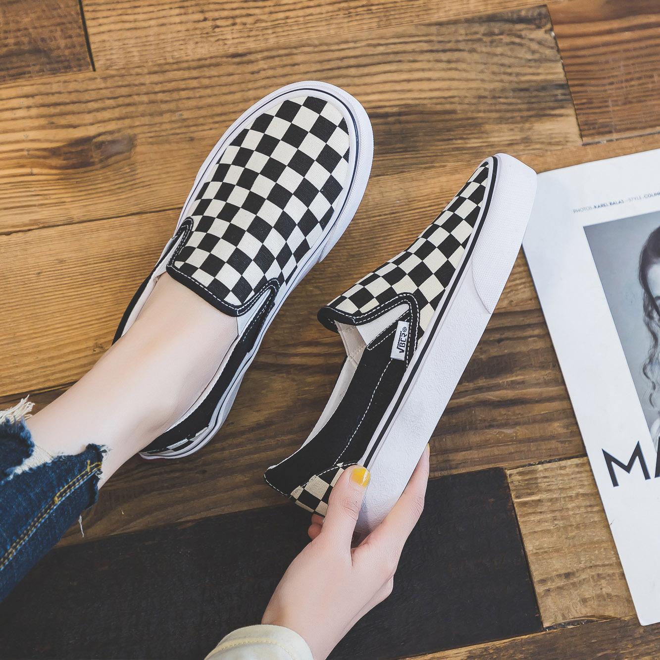 

Парусиновые туфли женские черно-белые клетчатые туфли на низкой мягкой подошве обувь знаменитостей из Интернета 35 чёрный