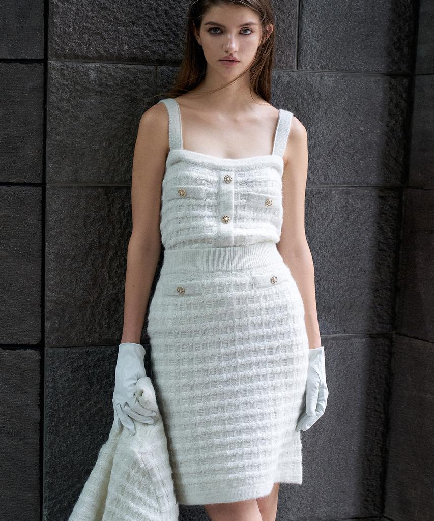 Rene J Tweed Midi Knit Skirt