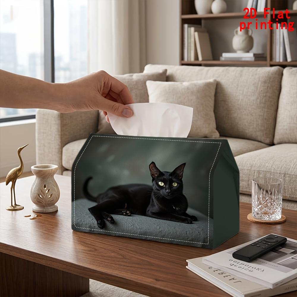 1pc Black Cat Tissue Box with Napkin Dispenser - Reusable Suitable for Kitchen, Living Room, Car, Dorm | Compact Desktop Tissue Holder with Black Cat