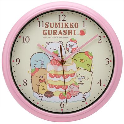 ALIAS Sumikkogurashi Wall Cafe Strawberry Continuous Second Pink Clock, "Sumikko Fair," Analog, Silent, Hand, WC21047SXSG,
