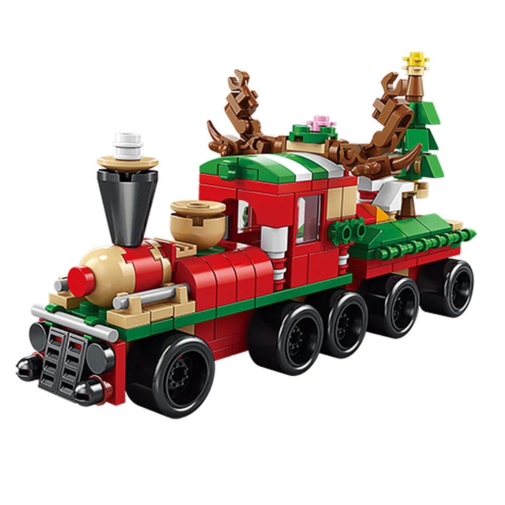 6 In 1 Christmas Train Model Building Blocks Bricks Sets Classic Dolls Kids Toys Gift