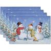 Xmas Placemats Set of 4 Gingerbread Man House Washable Heat Resistant Rectangle Dinner Mats for Party Kitchen Dining Decoration 12x18 Inch
