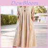 Cotton Linen A Line Dress With Pockets For Casual Travel And Daywear