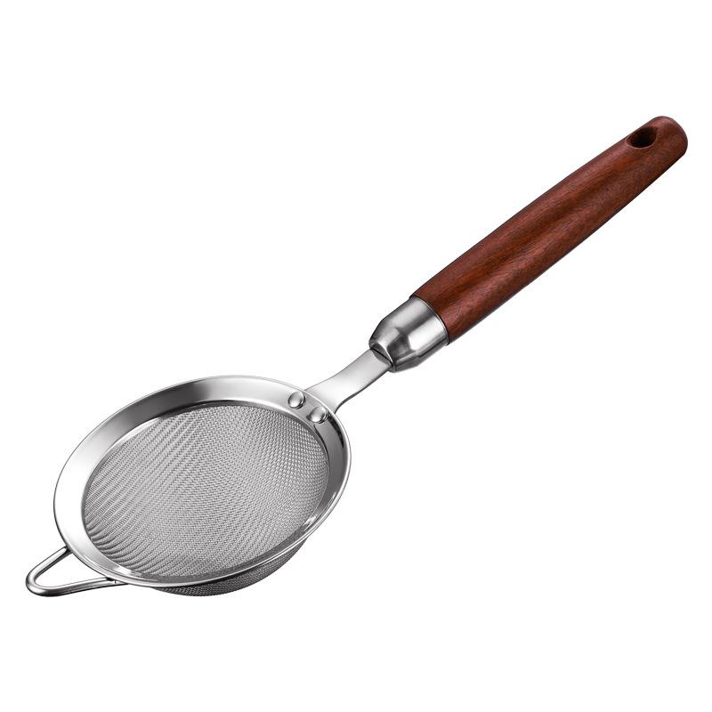 304 Stainless Steel Mesh Sieve with Wooden Handle for Soy Milk, Juice, Tea, and Baking