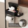 Toilettenpapierhalter mit Ablage und Schublade Wandmontierter Badezimmer-Organizer Rollenhalter Staubdichter Wischtuchspender für platzsparende Aufbewahrung