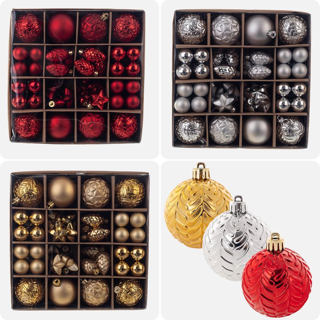 Christmas Tree Baubles Shatterproof Christmas Tree Bauble Ornaments Red Set 60x