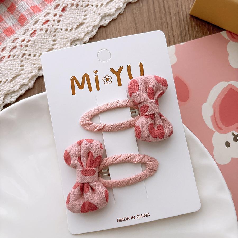 Sweet Fabric Bow Children's Bangs BB Hair Clip Pink Candy Girls Side Hair Clip