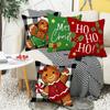 New Christmas Gingerbread Man Linen Cushion Printed Backrest Home Cushion Pillow Cover