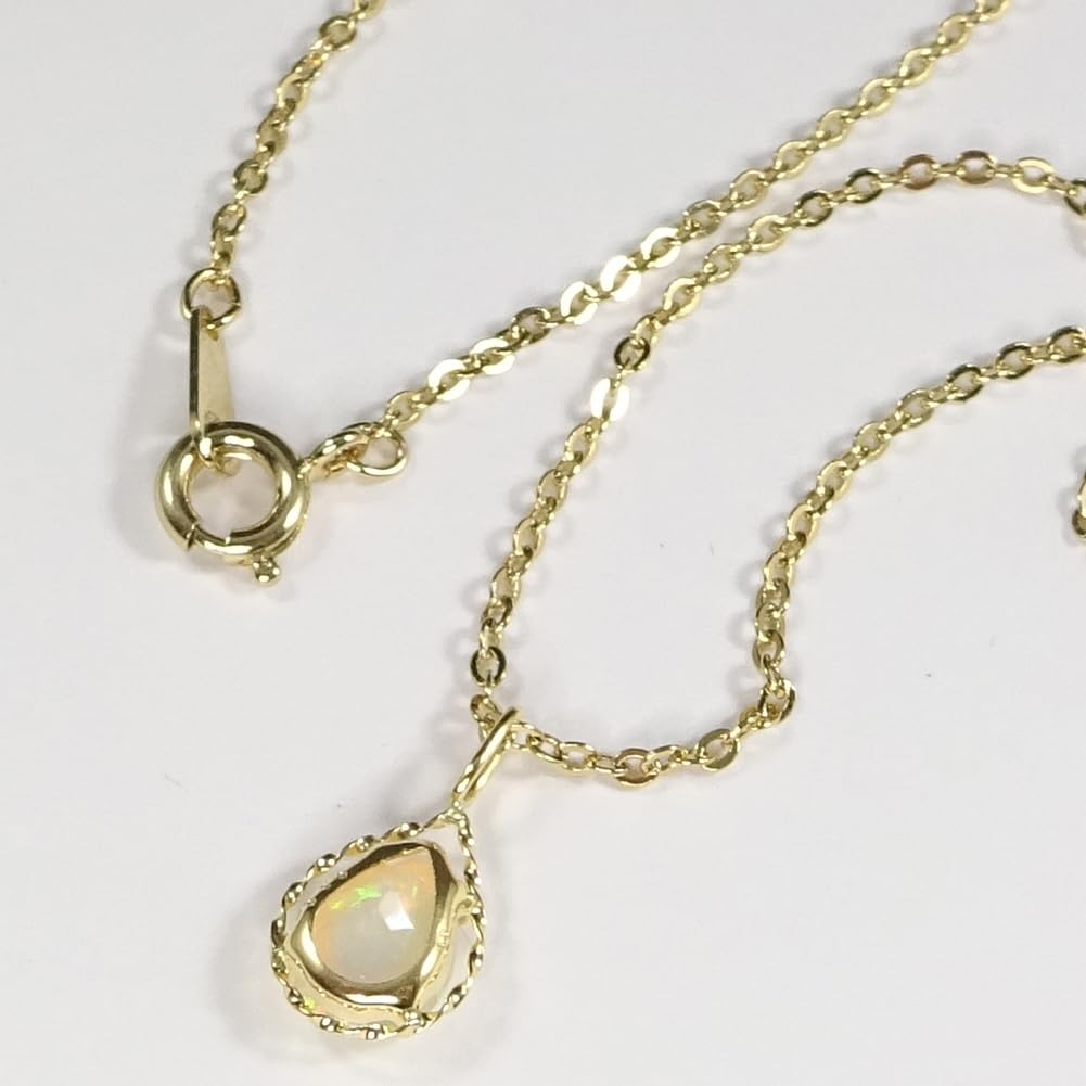 and My Jewelry K18 Natural Opal Necklace Pendant 18k Gold Pear [Your Box] (18k gold) (18k Shape) [Gift Wrapped]