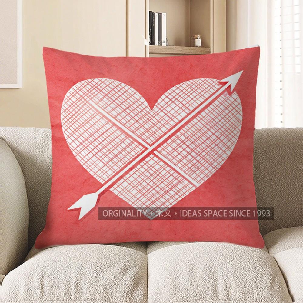 

2D Red Heart & Arrow Pattern Decorative Pillow Pattern Cushion Cover Suitable For Sofa Bedroom Car Pillow Cover 40x40cm