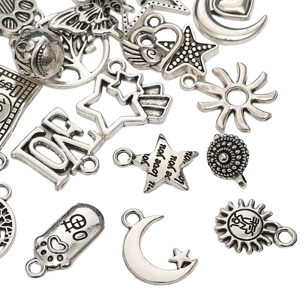 Alloy Pendant Moon Butterfly Five-pointed Star Charms for Bracelets Pendants Necklaces DIY Making Retro Charms Jewelry Accessories