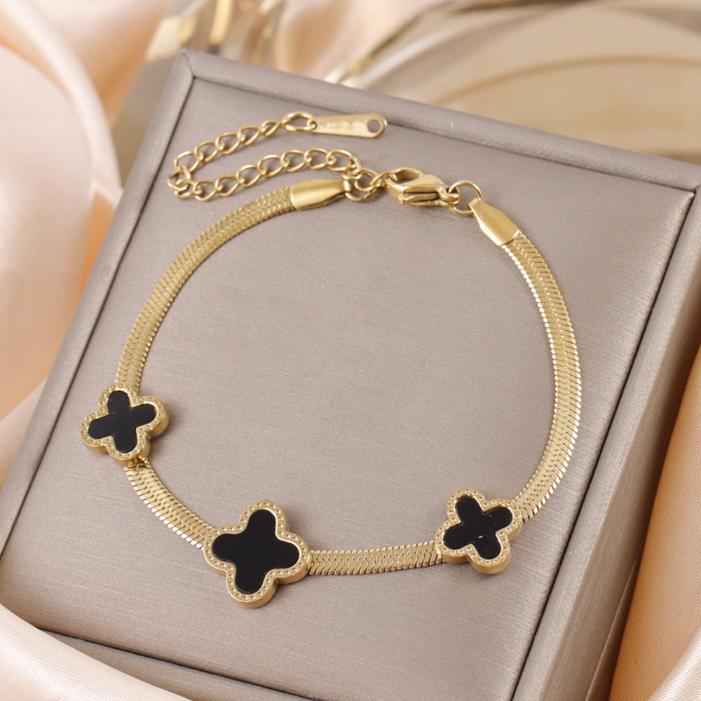 18K Gold Plated Double Layer Heart & Pearl Pendant Bracelet for Women