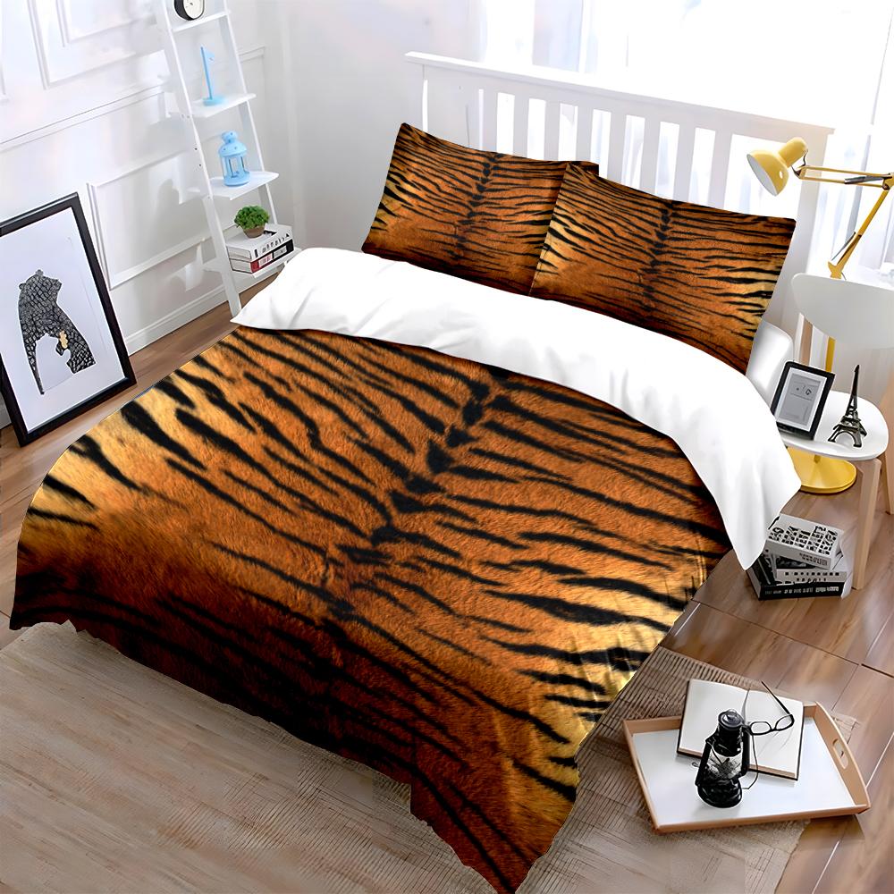Set Biancheria da Letto Tigrato Set Copripiumino Copripiumino Federe Decorazione Casa (1 * Copripiumino 2 * Federe, senza piumino)