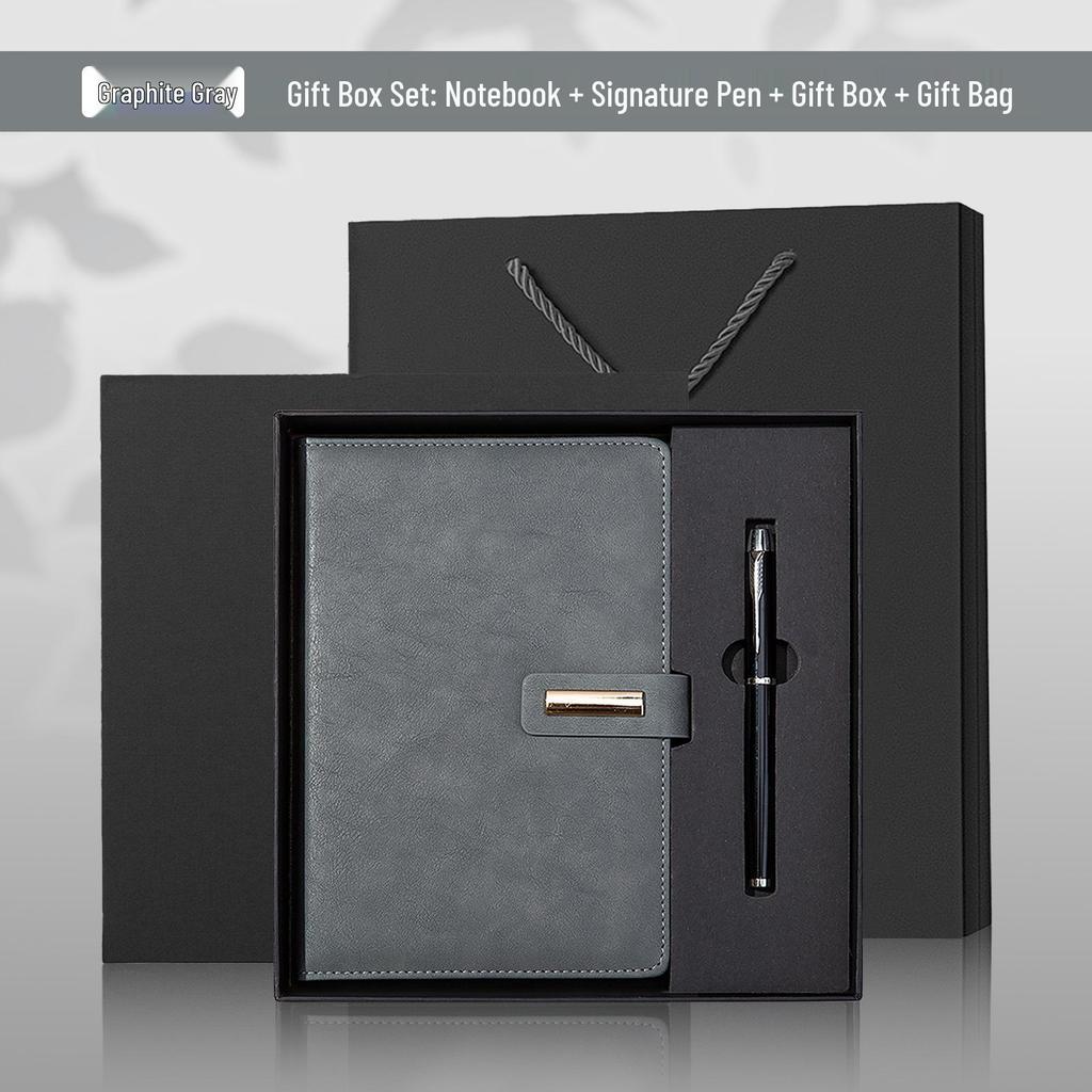 Luxury Business Notebook & Thermos Cup Set - Customizable Logo for Office Souvenirs
