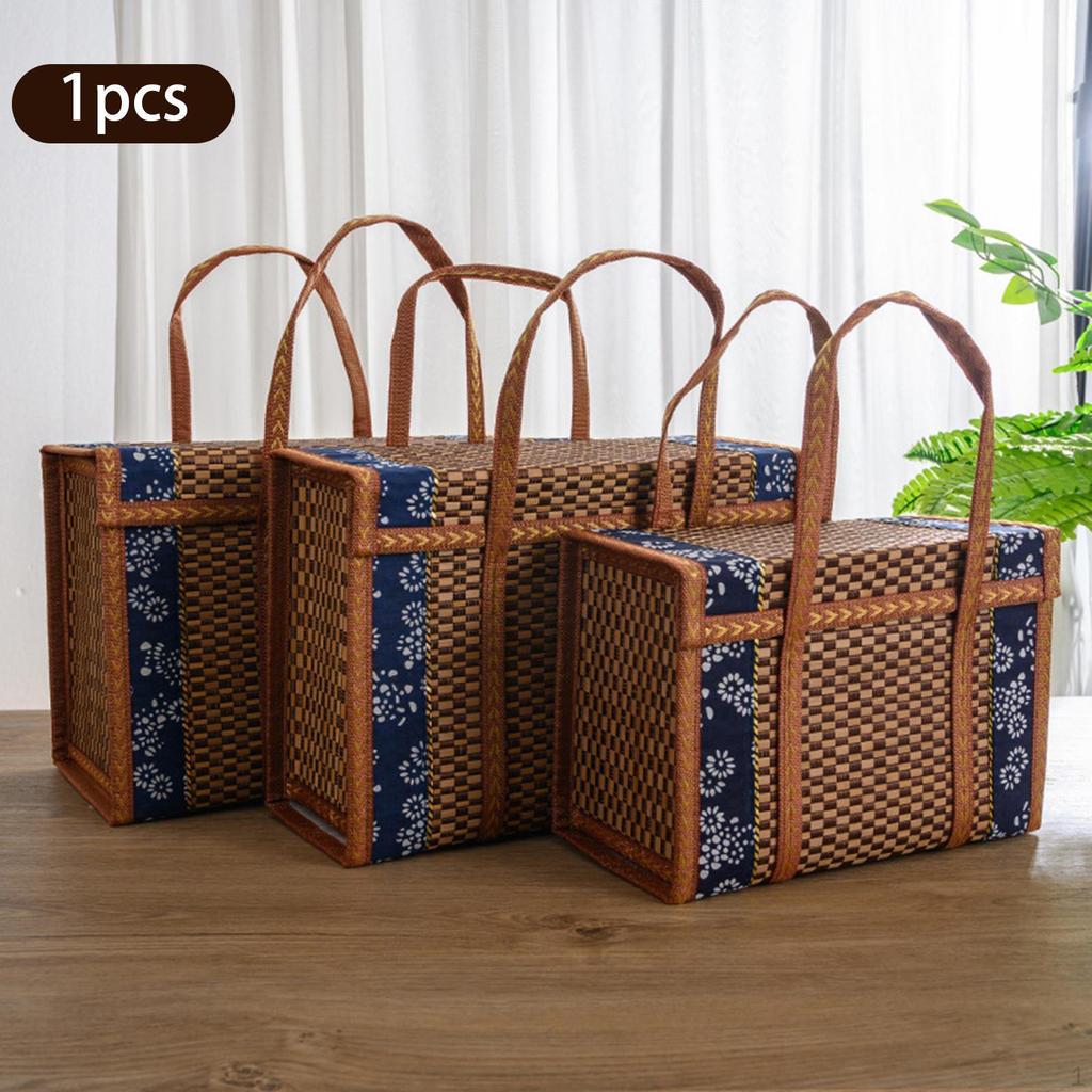 Bamboo Woven Basket Food Storage Container Gift Organizer for Thanksgiving