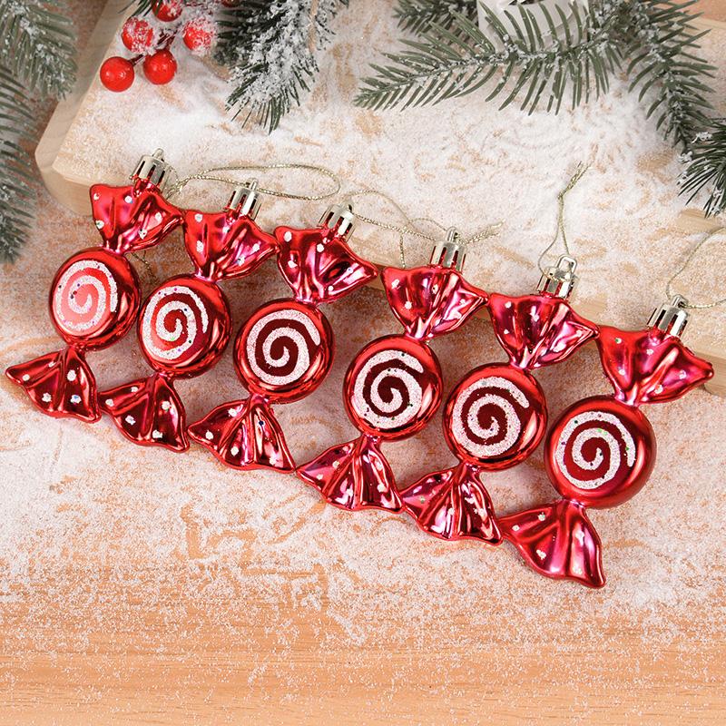 

6pcs/box Christmas Candy Pendant Xmas Tree Hanging Ornaments Christmas Decorations For Home 2024 Navidad Noel New Year Kids Gift
