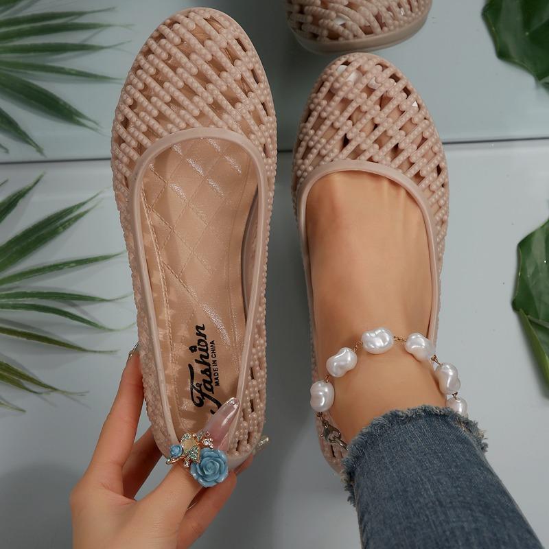 New Version Sandals for Women Wearing Anti-skid Thick Heels Hollowed Out Toe Caps Jelly Insets Trendy Single Shoes in Summer